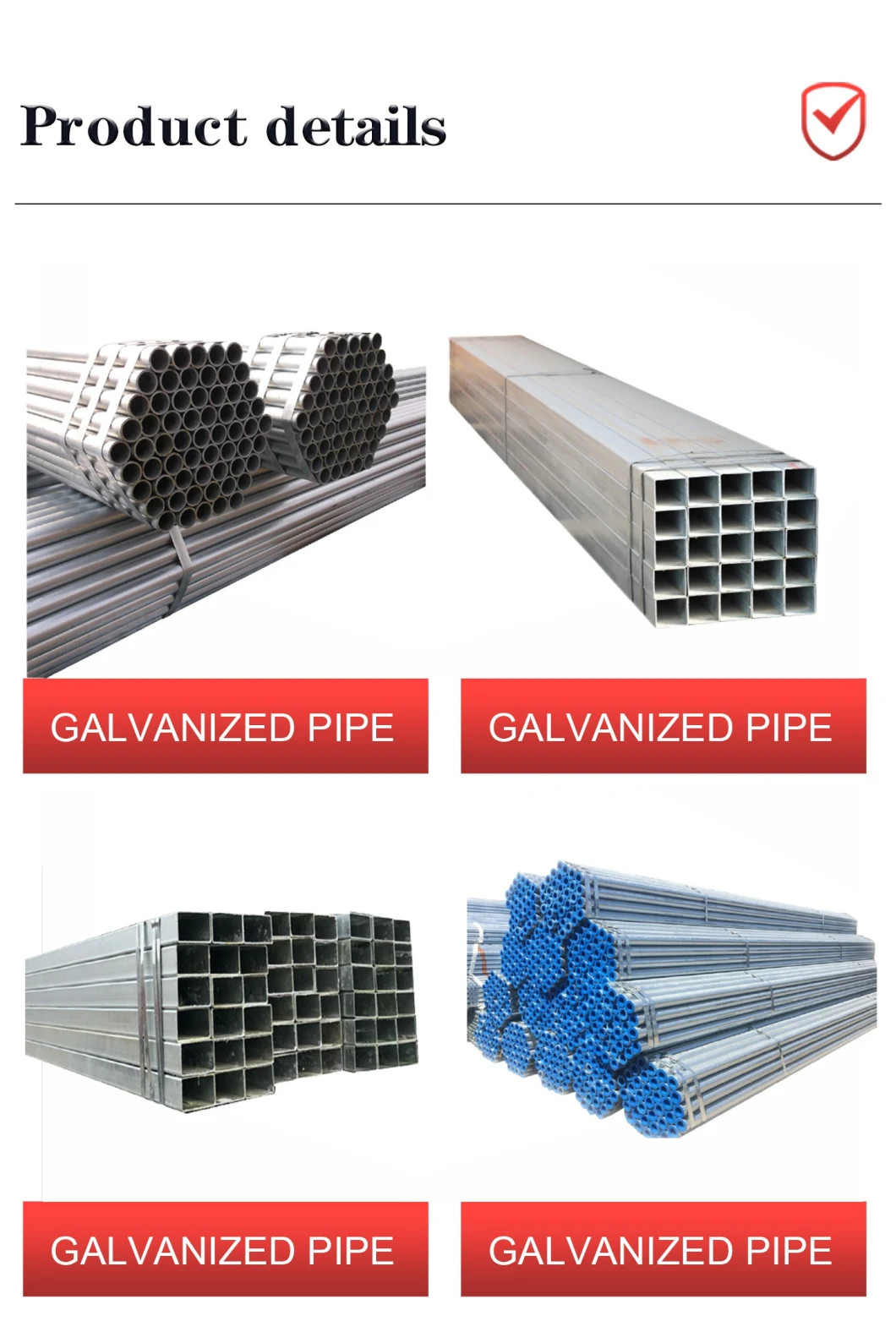 Threaded Gi Pipe Galvanized Pipes for Transmission Line